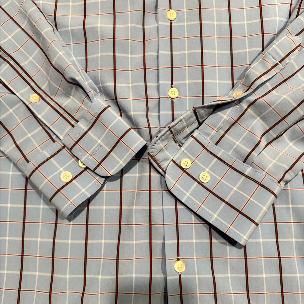 Haggar Blue Dress Shirt with Pinstripes and Tailored Fit - Picture 3 of 4